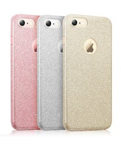 storm desinfecteren Aktentas Apple iPhone 7/8 Plus 3 in 1 Glitter Hoesje Goud - JustXL