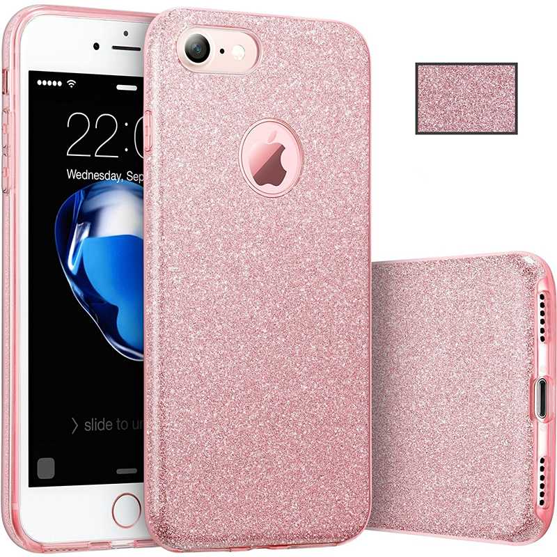 Leven van gebouw schelp Apple iPhone 6/6S Plus 3 in 1 Glitter Hoesje Roze - JustXL